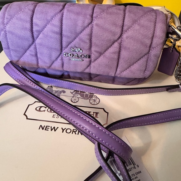 Coach Purple Denim W/Brown Suede Interior NWT - Picture 1 of 9